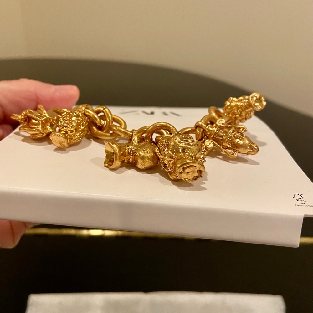 NWT Zara rare chunky faces & vaces charm statement bracelet - Picture 15 of 17